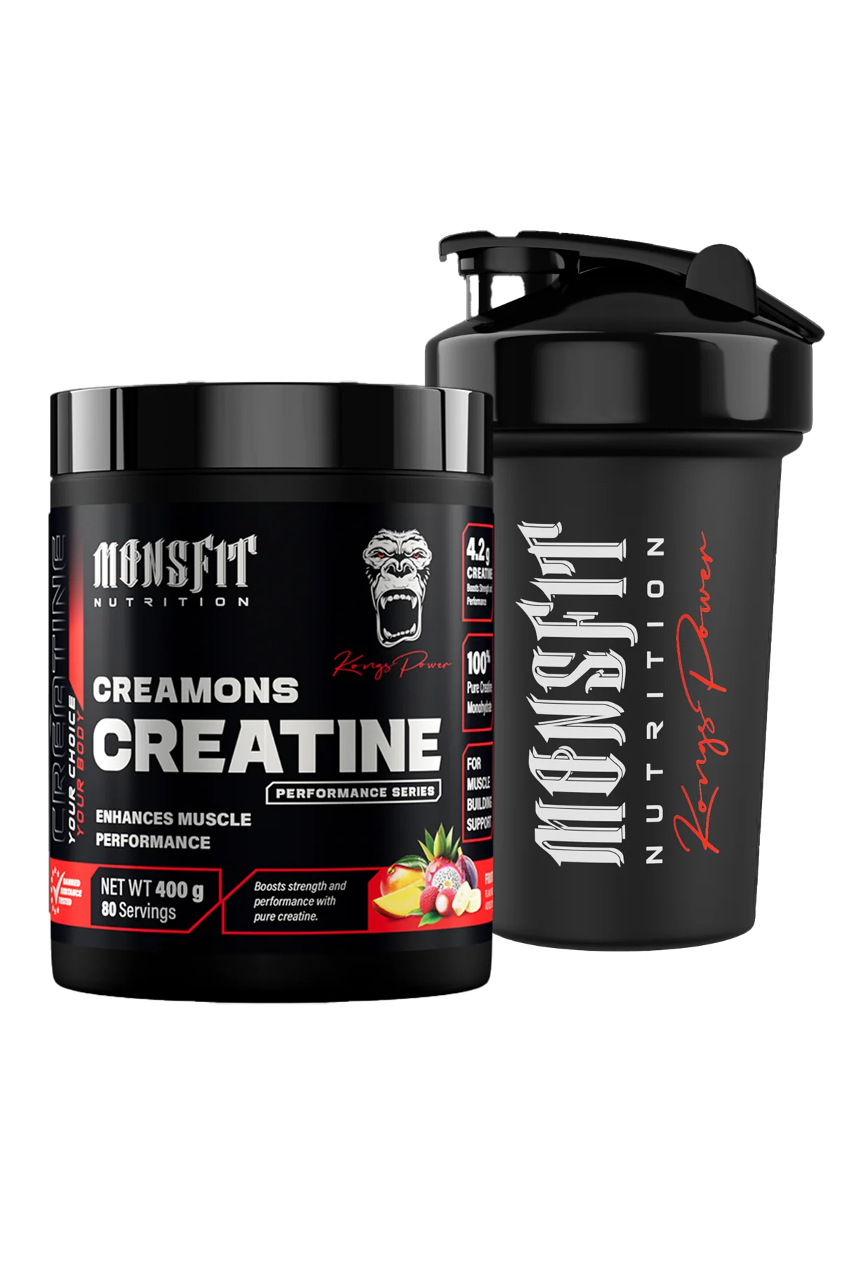 MONSFIT Creatine Creamons – 400g / 80 Servis (Tropikal Meyve Aromalı)