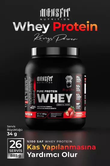 Çilek Aromalı Whey Protein Tozu 885 g / 26 Servis